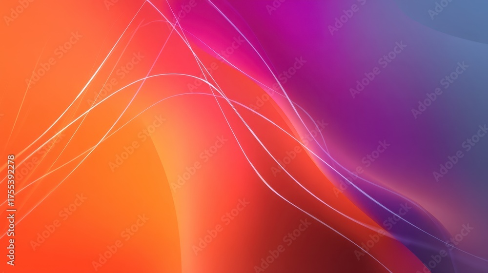 Fototapeta premium Vibrant Abstract Background with Smooth Curved Lines in Orange, Purple, and Pink Shades for Creative and Modern Design Projects