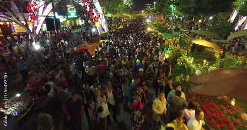 Vibrant Night Festival Crowd in Ho Chi Minh City, Vietnam