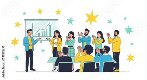 Business Presentation And Audience Appreciation For Achieving Positive Financial Growth In Team