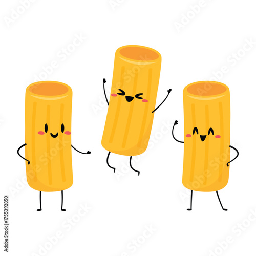 Pasta noodles character design. Pasta noodles on white background. 