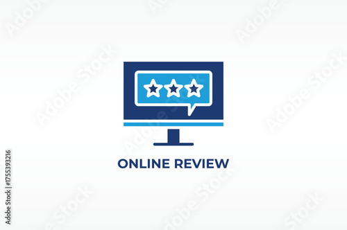 ONLINE REVIEW vector, icon or logo sign isolated symbol illustration