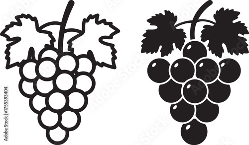 Two grapes clusters silhouette