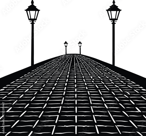 Majestic cobblestone king s road lined with golden elements
