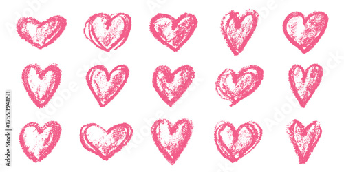 Set of simple hand drawn heart drawing illustration Scribble heart doodle Love clipart Single element for print, web, design, decor