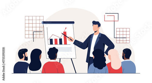 Business Presentation: A Group Viewing Data Visualization and Business Strategy in Action