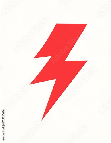 Free Download Red lightning bolt graphic illustration, minimalist design, isolated on a plain white background - GFXLoad