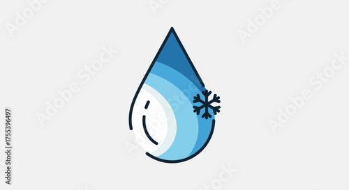 Water Drop With Snowflake Icon.