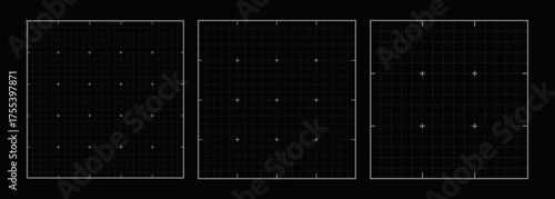 Blueprint black graph. Set of Blank grid paper sheets for technology and architecture projects. Vector Illustration.