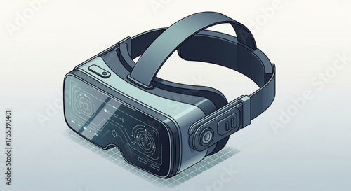 Isometric illustration of a virtual reality headset, offering immersive experiences and advanced technology for gaming and entertainment purposes