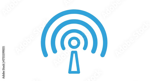 Blue wifi icon representing wireless internet connection and network signal for devices and communication technology