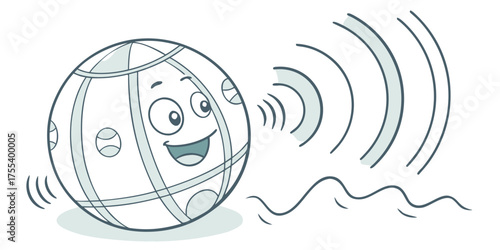 Animated Globe Character with Sound Waves and Wiggly Lines Suggesting Movement or Communication