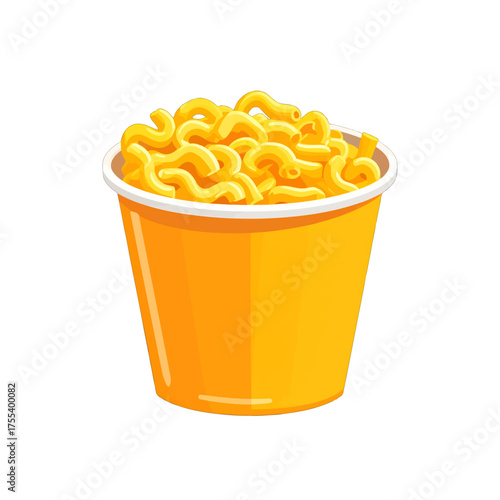 Pixelated Macaroni and Cheese in Orange Container on White Background