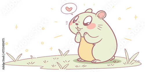 Cute Fluffy Hamster Expressing Adorable Affection and Joyful Emotion Outdoors