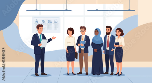 Corporate Presentation Depicting Team Cohesion and Diverse Professional Collaboration