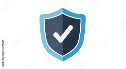 Security shield with check mark symbol of protection, safety, and guarantee vector illustration of security concept