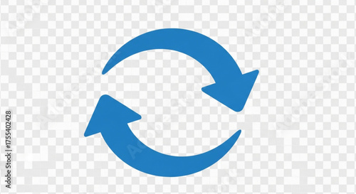Blue refresh icon, representing update, synchronization, or loop, providing a clean and versatile graphic element