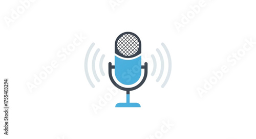 Microphone icon with sound waves, representing audio recording, podcasting, or voice communication
