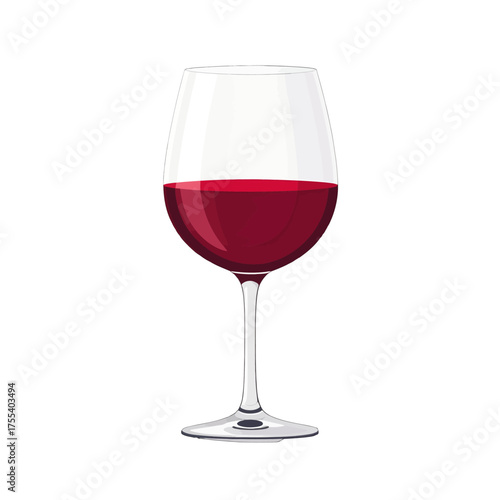 Pixel Art Style Wine Glass with Red Wine on a White Background Detailed Graphics Illustration for Digital Art Projects Optimized for Stock