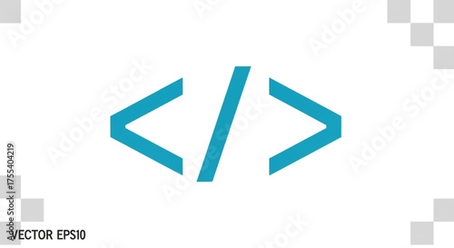 A blue code icon representing programming, development, or software engineering in a clean and modern vector style