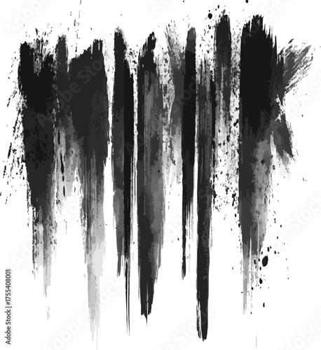 Abstract black ink brush strokes create a dynamic texture