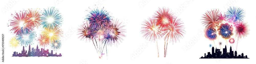 Obraz premium Spectacular City Fireworks Display A Vibrant Celebration of Light Color