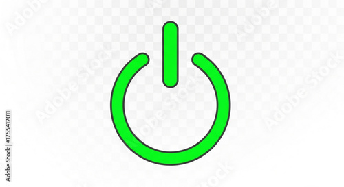 Green power button icon, representing energy efficiency, ecofriendliness, and sustainable technology for a modern and environmentally conscious design