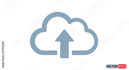 Cloud upload icon, symbolizing data transfer, storage, and backup in a clean and modern vector illustration