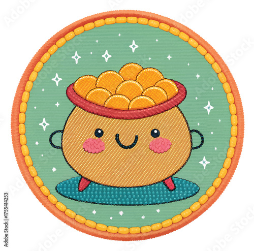 Adorable pot of gold illustration for St Patrick's Day celebration, bring good luck and fortune with this charming lucky symbol, perfect for festive designs