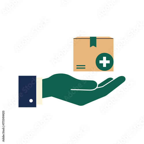 Hand Holding Medical Donation Box for Charitable Healthcare Assistance