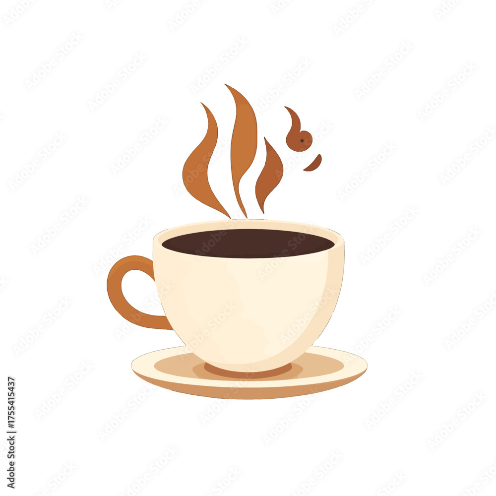 Obraz premium Pixel Art Cup of Coffee with Rising Steam on White Background