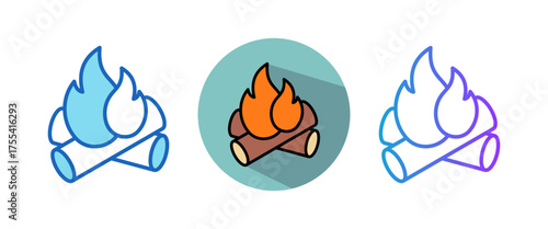 Campfire multistyle icon