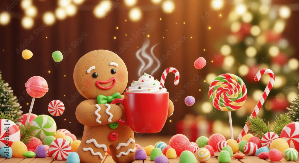 Obraz premium Festival Candy and Gingerbread Man Atmosphere Map