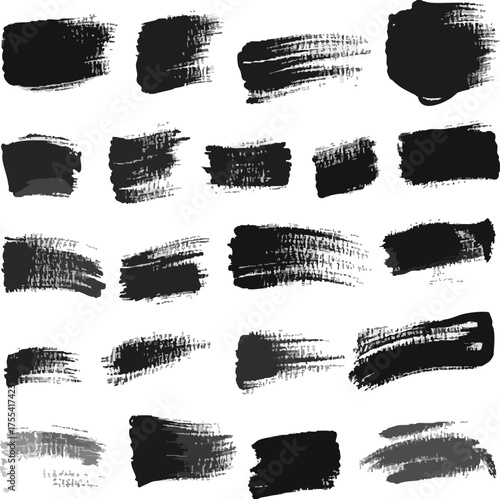 Collection of black paint brush strokes for design use