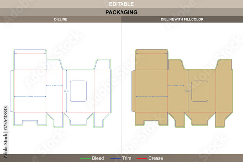 Software box dieline with window professional vector printing packaging layout featuring tuck end auto lock bottom and precise die line alignment for premium branding