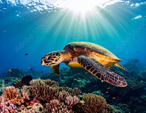 фотографія green turtle swimming in the sea