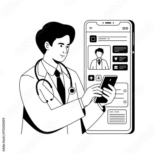 Female Doctor Providing Online Consultation via Smartphone App