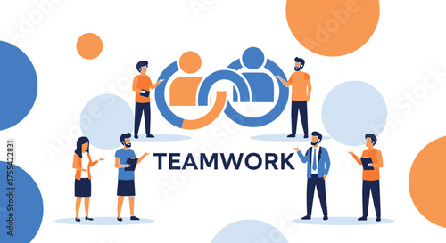 Illustrative Depiction Of Teamwork And Collaboration With Diverse Professionals