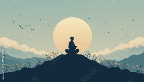 landscape, mountains, mountain, sky, nature, sunset, vector, fog, snow, sun, sunrise, cloud, illustration, peak, clouds