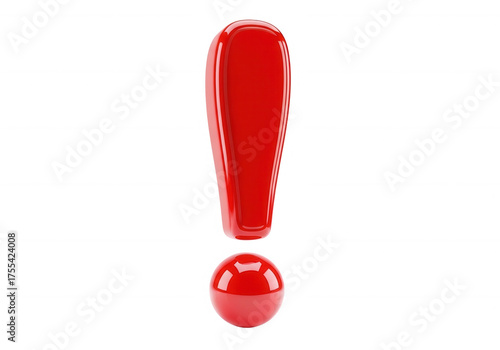 Shiny Red Exclamation Mark Symbol isolated on a transparent background