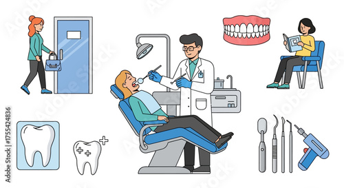 Comprehensive Dental Clinic Services Patient Visit, Examination, and Oral Hygiene Tools for Healthy Teeth