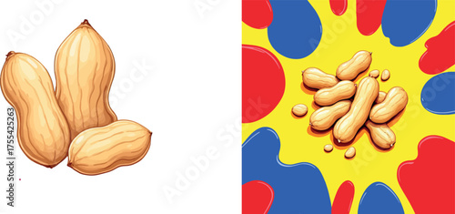 Vsai peanuts with colorful pop art splash background