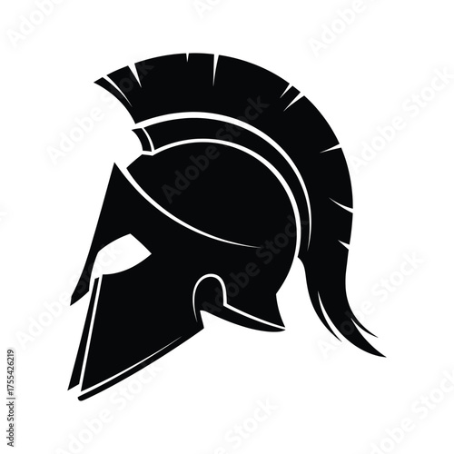 Black Spartan Helmet Silhouette Vector Art warrior ancient