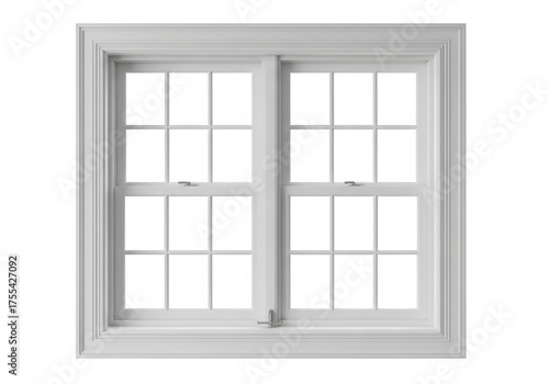 White Paneled Window Frame isolated on a transparent background