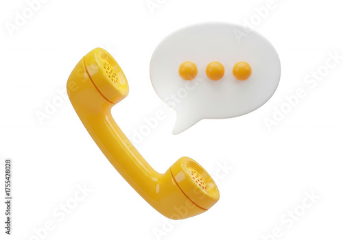 Yellow handset speech bubble isolated on a transparent background