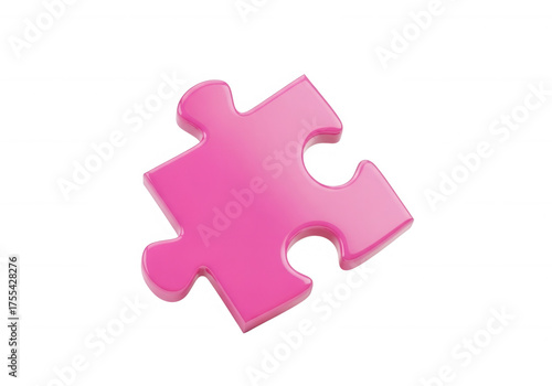 Pink puzzle piece isolated on a transparent background