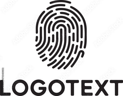 Fingerprint logo isolated on white background featuring a unique fingerprint design