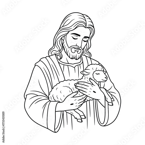 Jesus Holding a Lamb with Stigmata on Hands Christ sheep