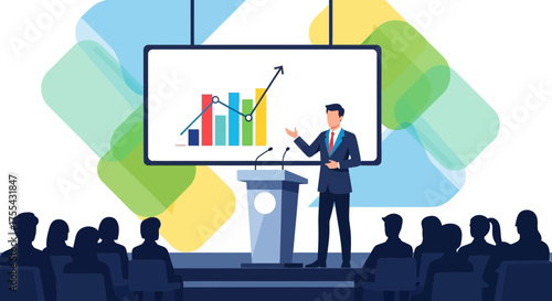 Business Presentation in Progress: Speaker Shares Data and Strategies to Inspire Growth