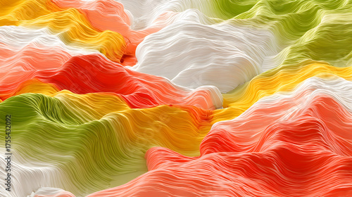 Colorful plastic artwork highlights organic flow in hyper-saturated color gradients