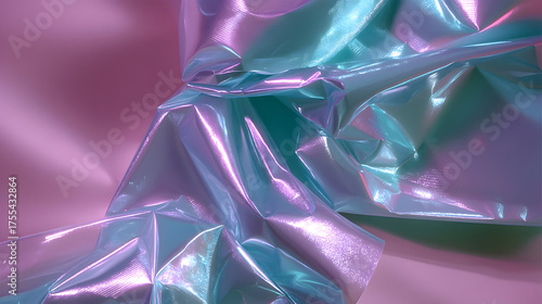 Glossy plastic reveals melting form in hyper-saturated color gradients